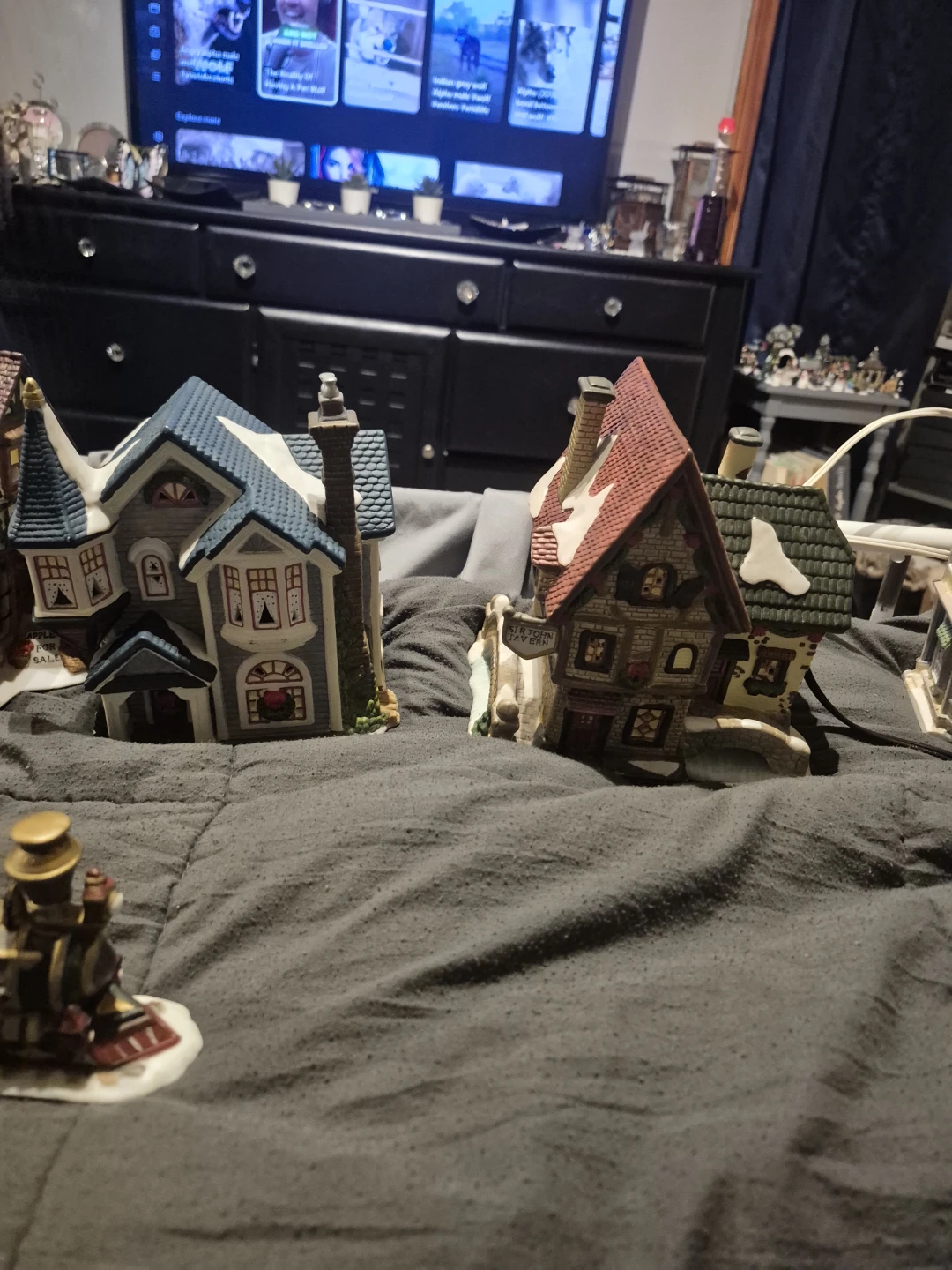 Collection of Christmas Village Houses and Train Set - photo 3
