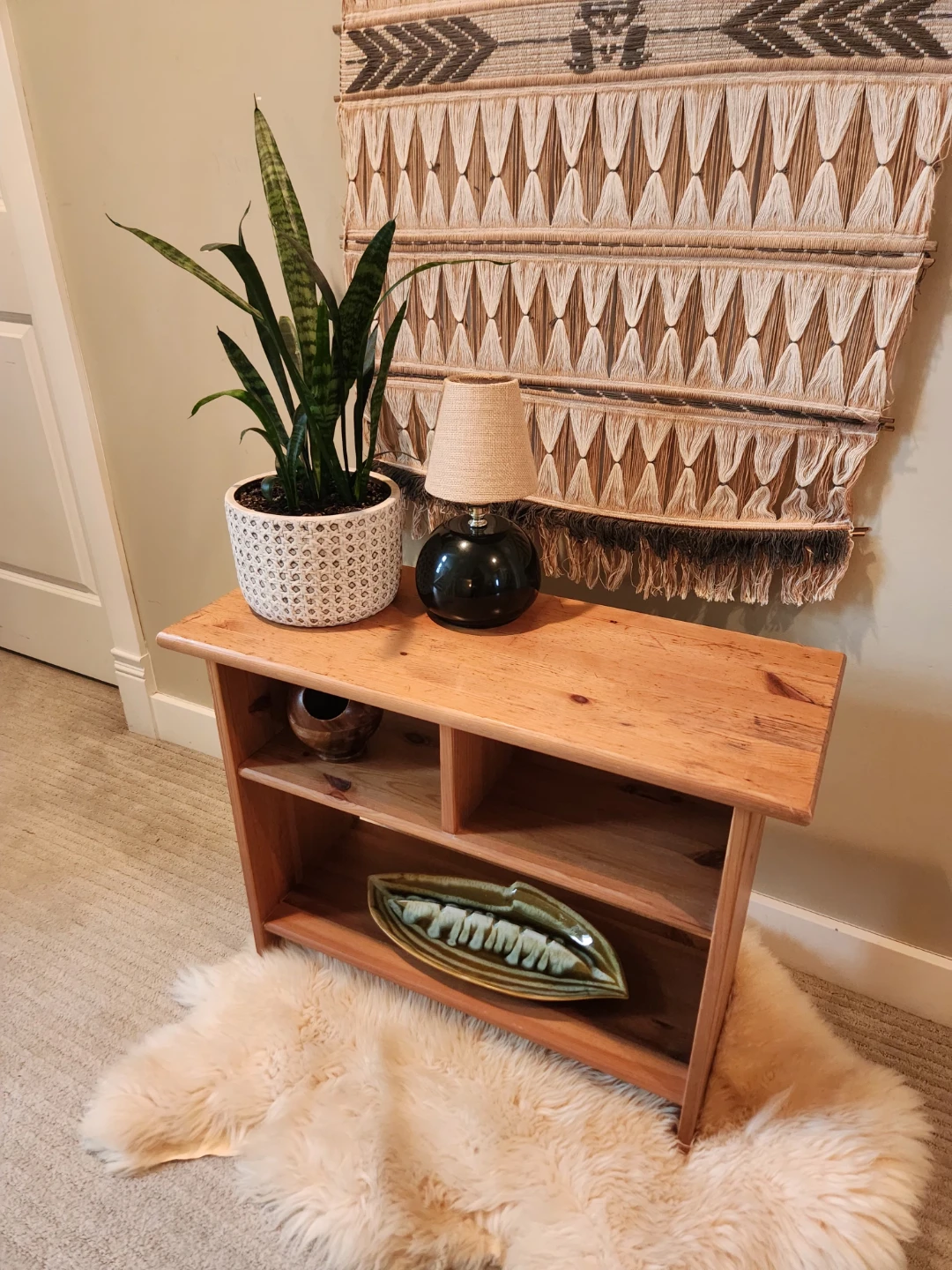 Wood media console, books case or Side Table with Shelves