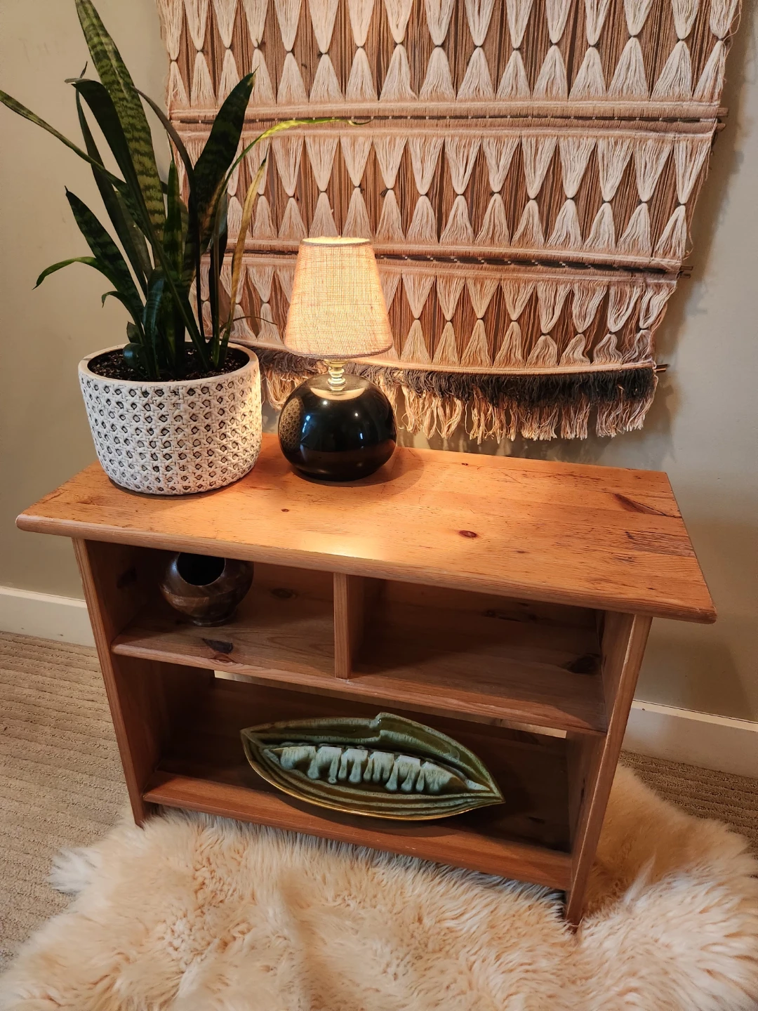 Wood media console, books case or Side Table with Shelves - photo 4