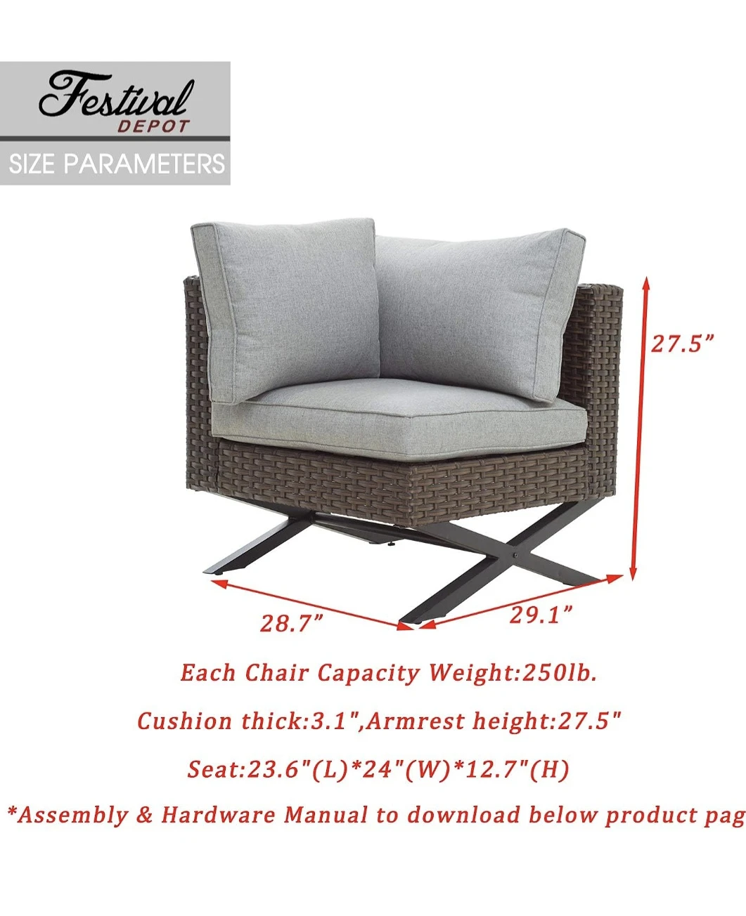 *Brand New***Festival Outdoor Patio Wicker Chair with Cushions. - photo 4