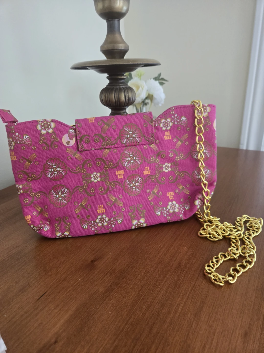 Anna Sui Pink Floral Chain Bag - photo 3