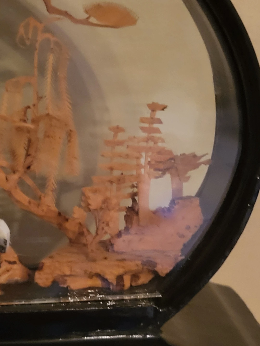 Vintage Cork Carving Diorama with Pagoda and Cranes - photo 5
