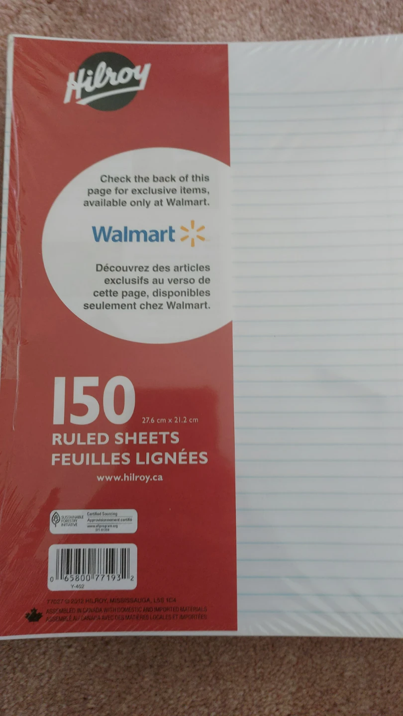 Hilroy 150 ruled sheets