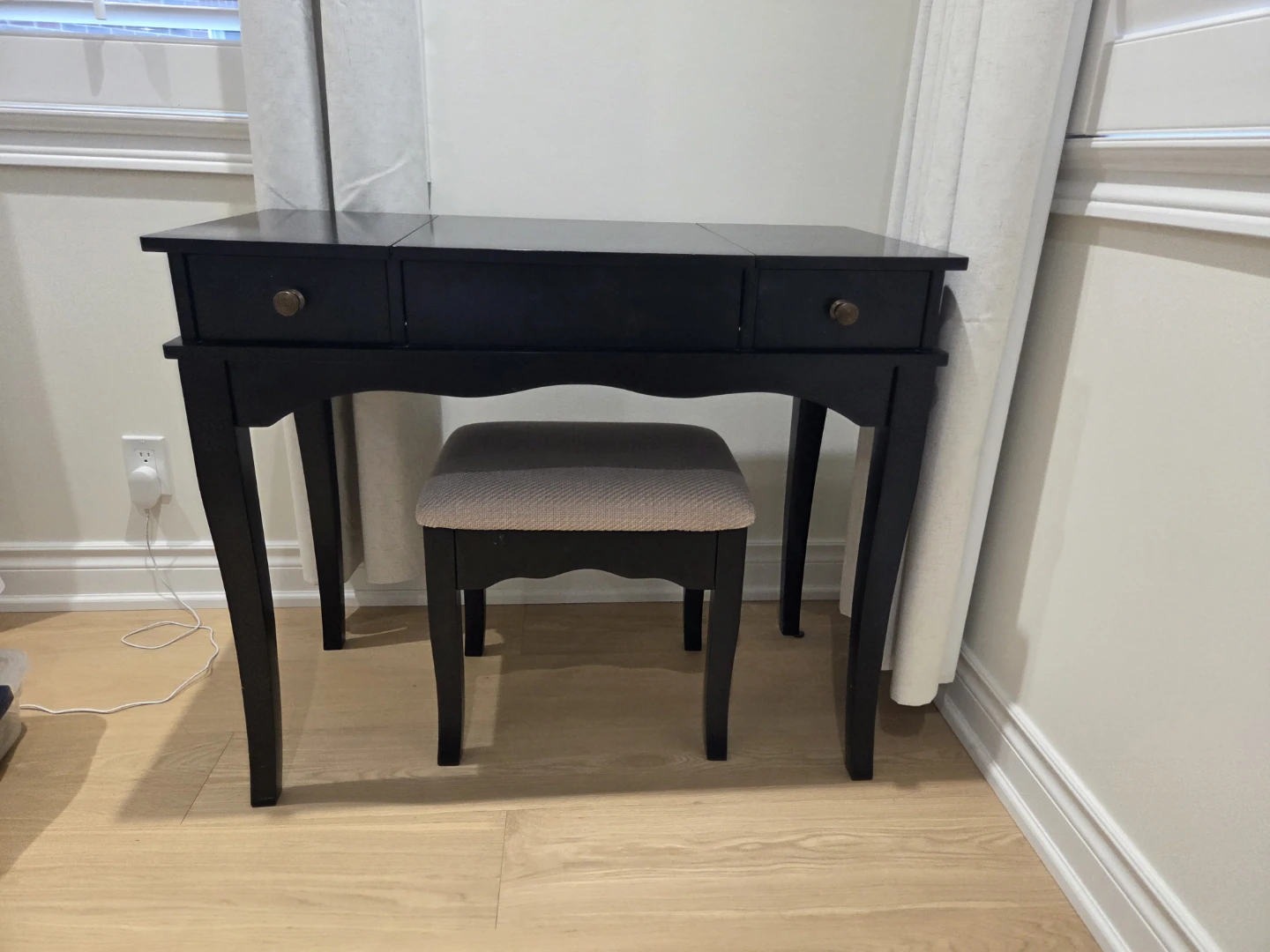 Black Vanity Desk with Stool - photo 5
