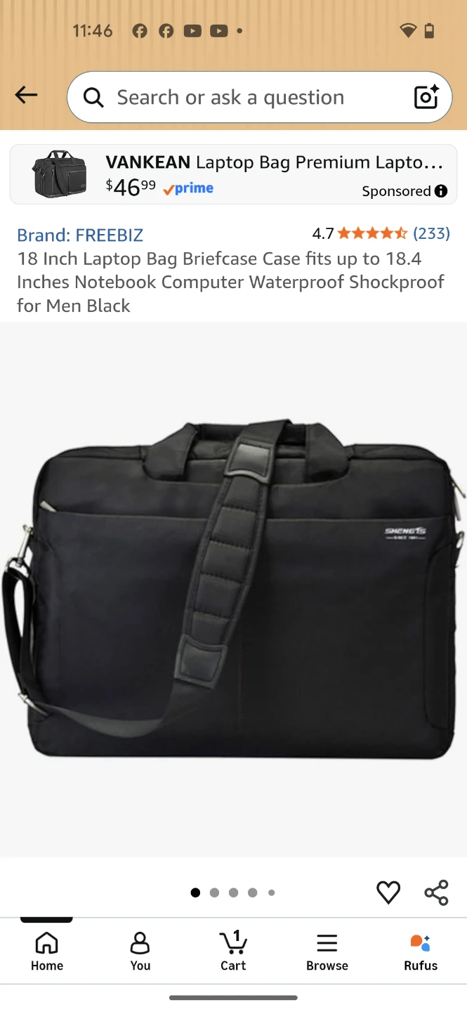 FREEBIZ 18 Inch Laptop Bag Briefcase