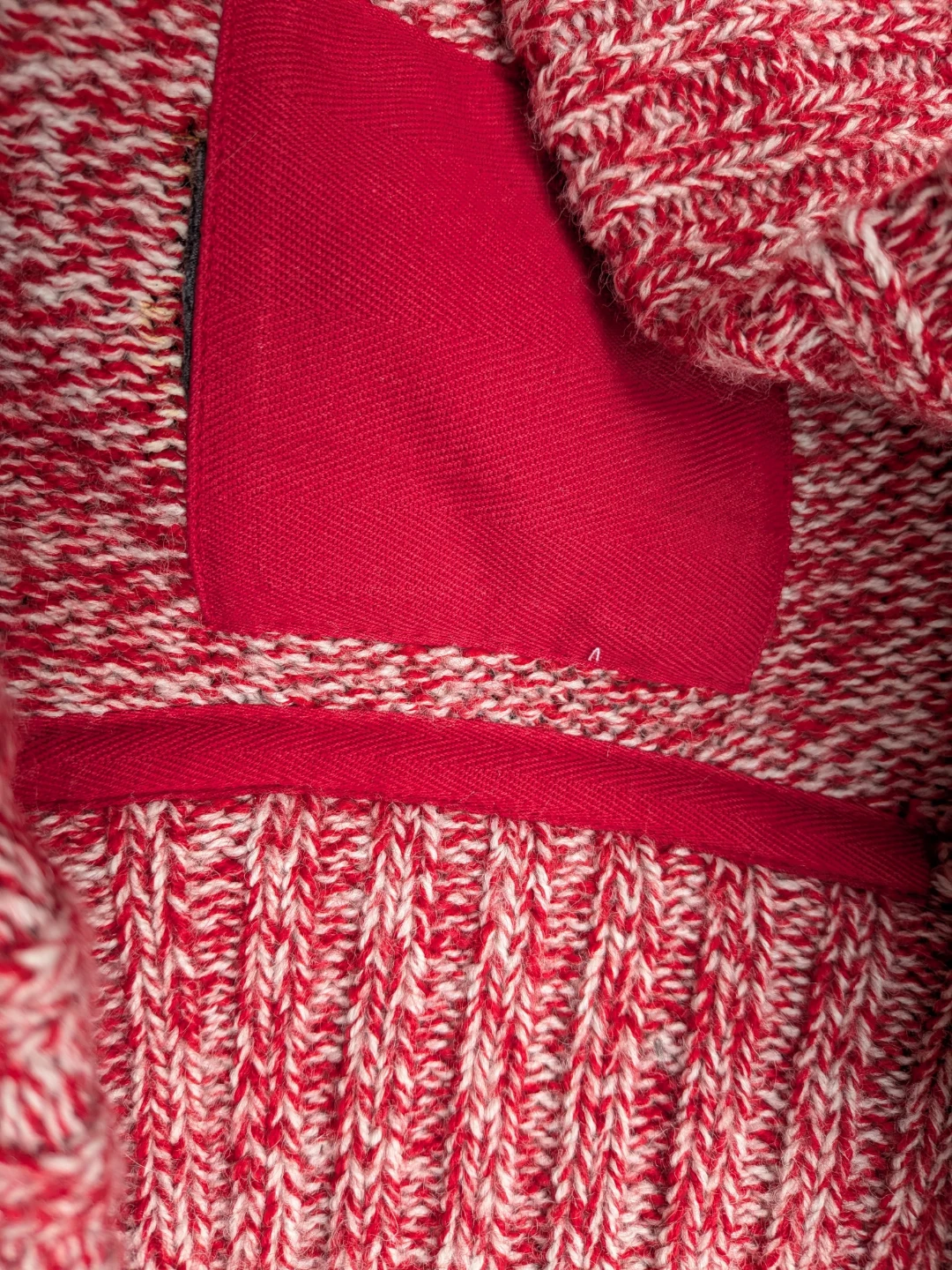 Men's Red and White Marled Knit Sweater size Large - photo 5