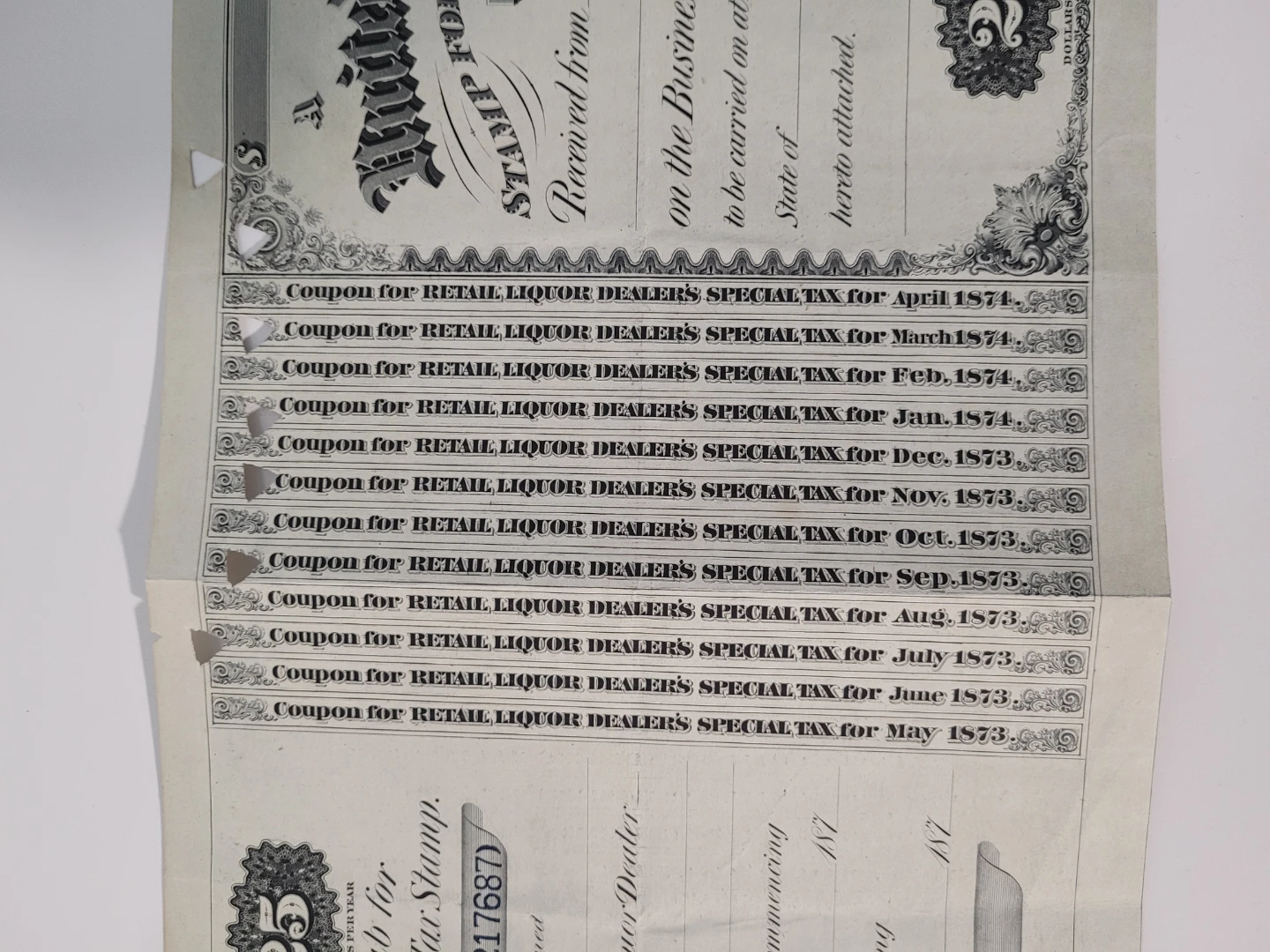 United States Special Tax Stamp for Retail Liquor Dealer - photo 3