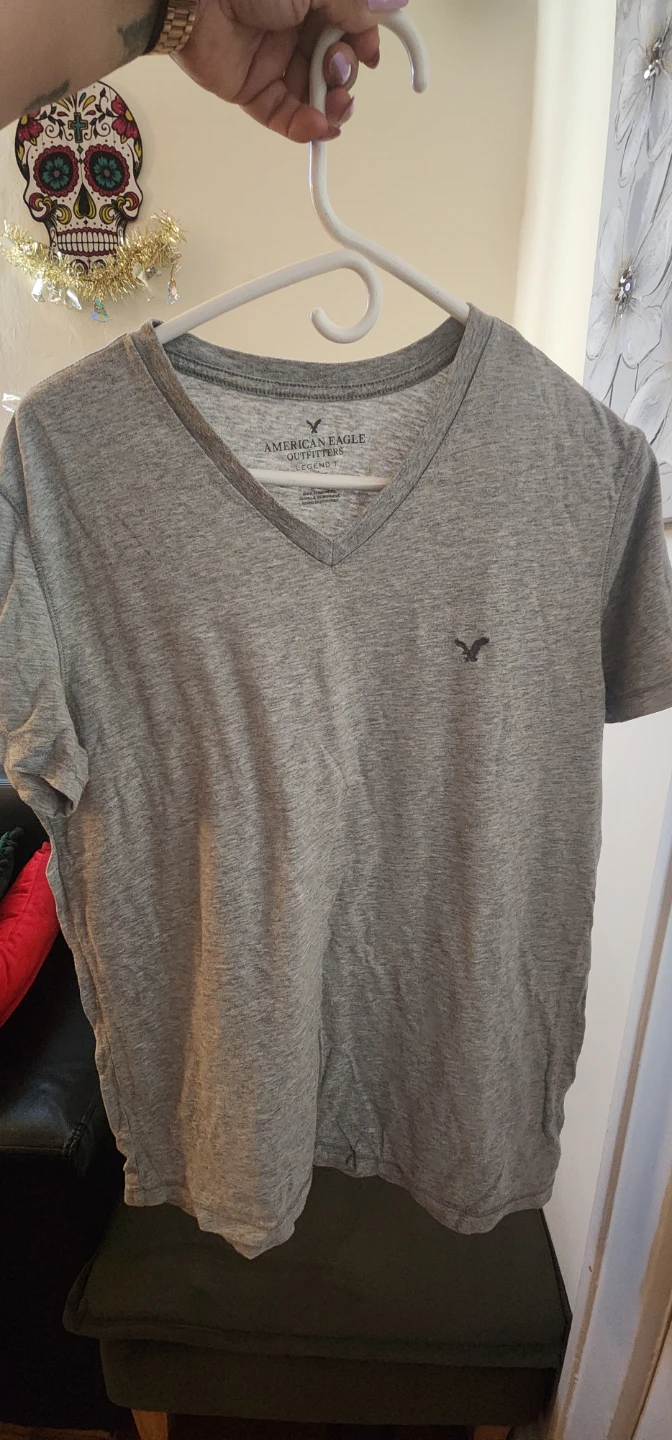 American Eagle Grey V-Neck T-Shirt