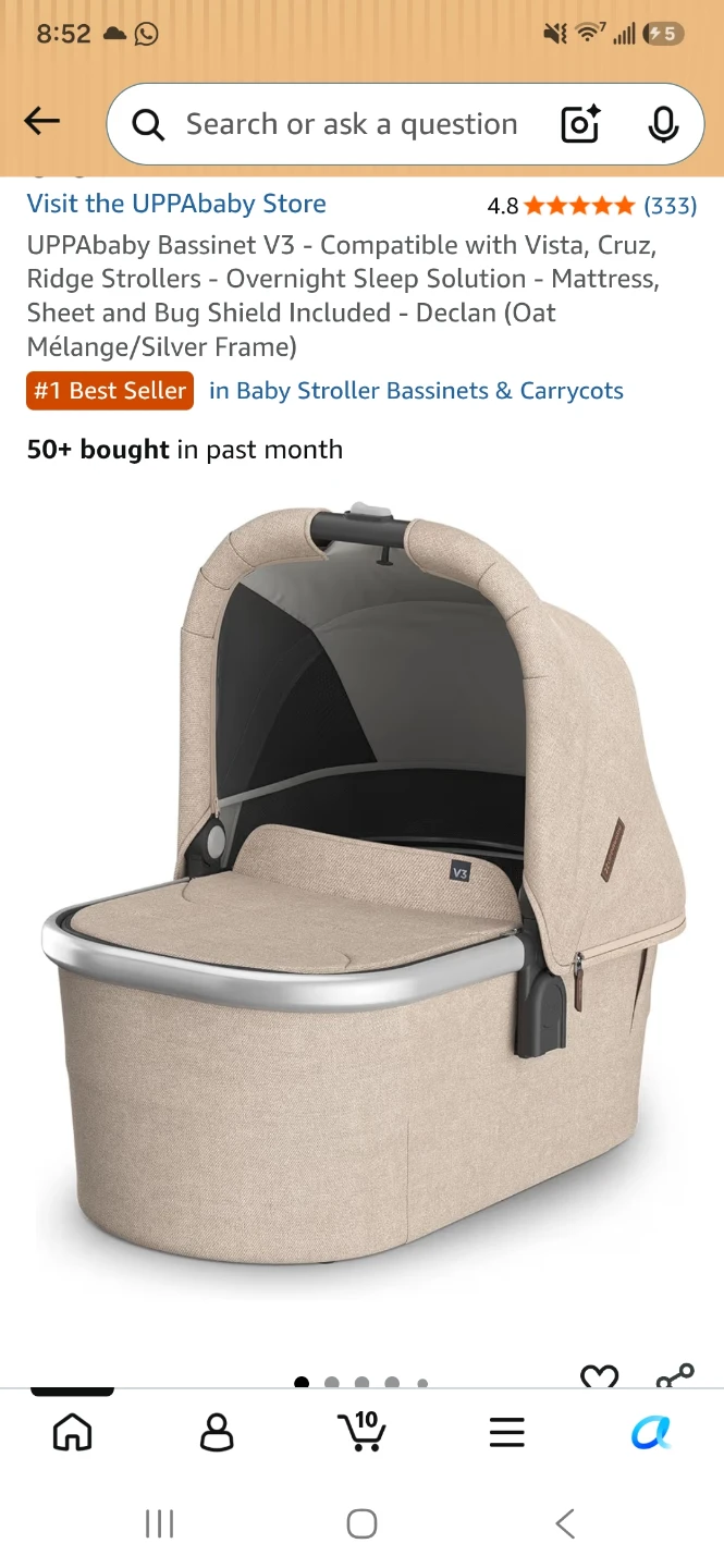 UPPAbaby Bassinet V3 for Vista, Cruz Strollers - Declan - photo 3