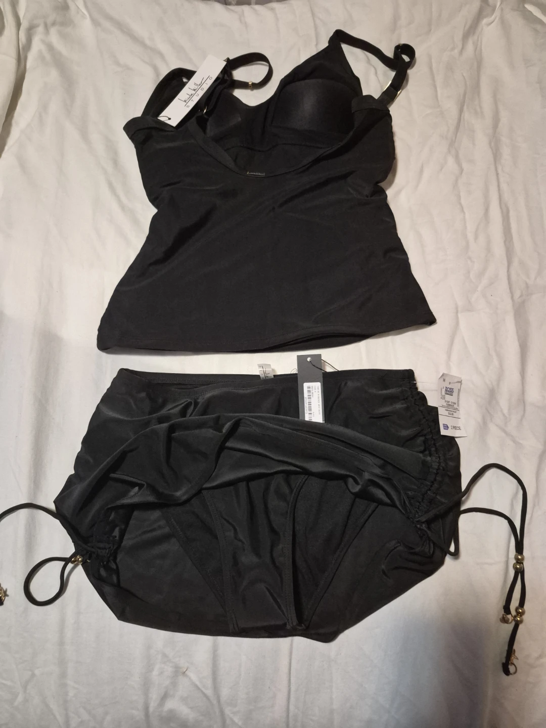Nicole Miller Studio Black Tankini Swimsuit Set Size 14