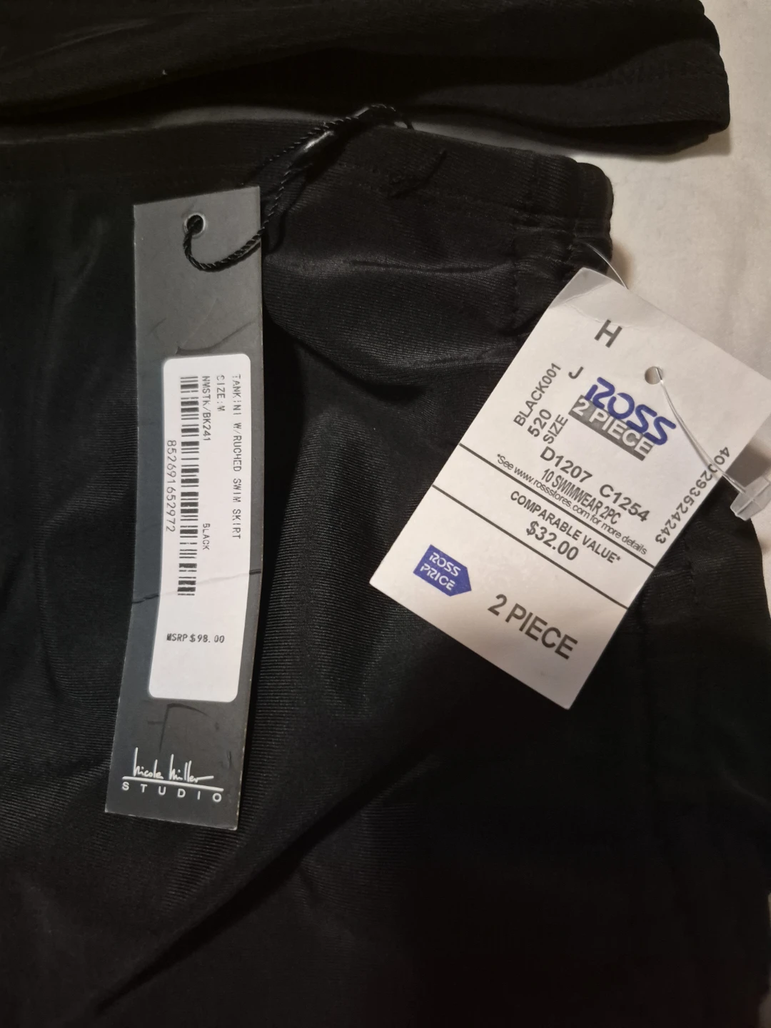 Nicole Miller Studio Black Tankini Swimsuit Set Size 14 - photo 3
