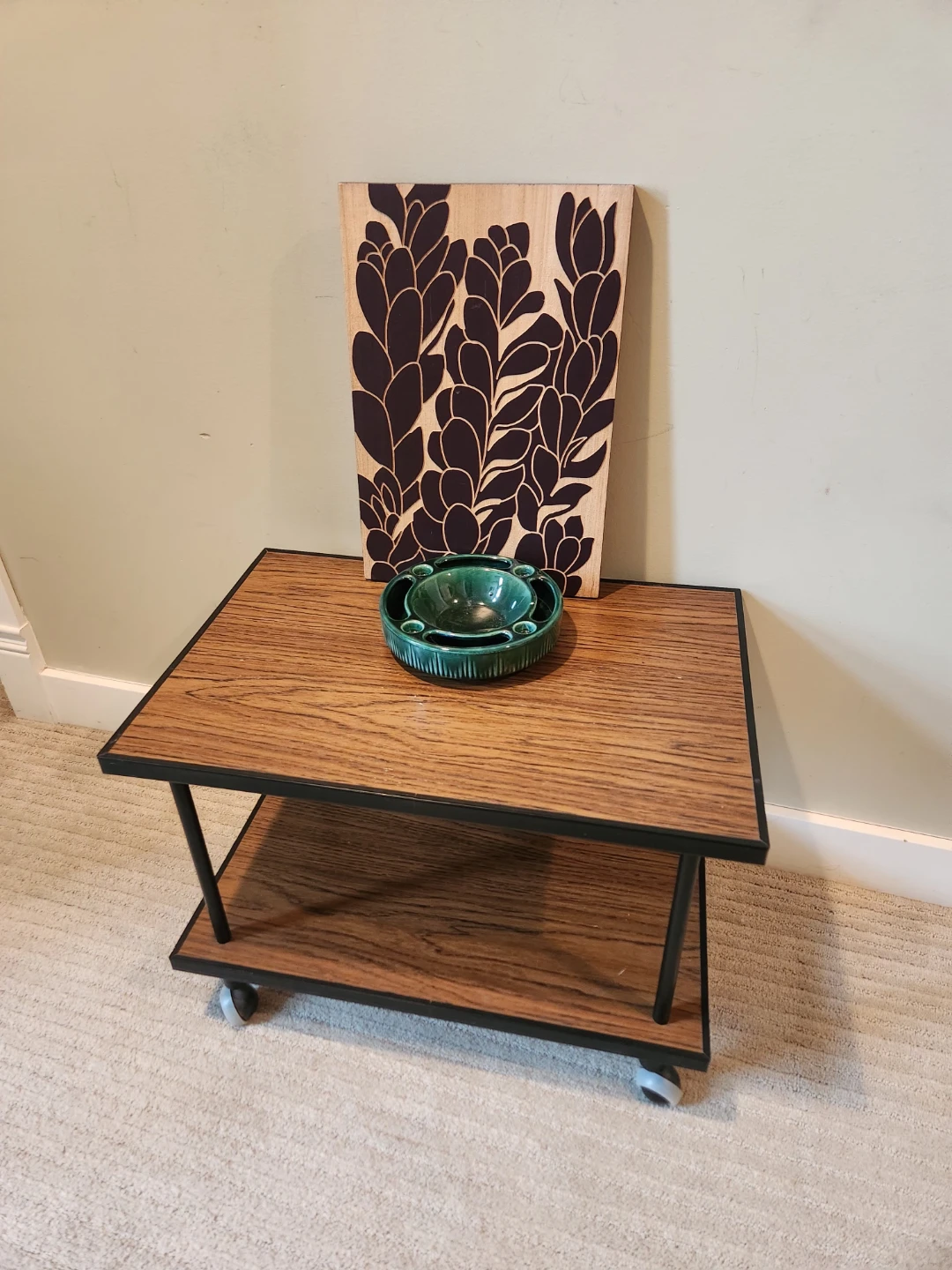 1970s Rolling Side storage Table with 2 tiers! - photo 5
