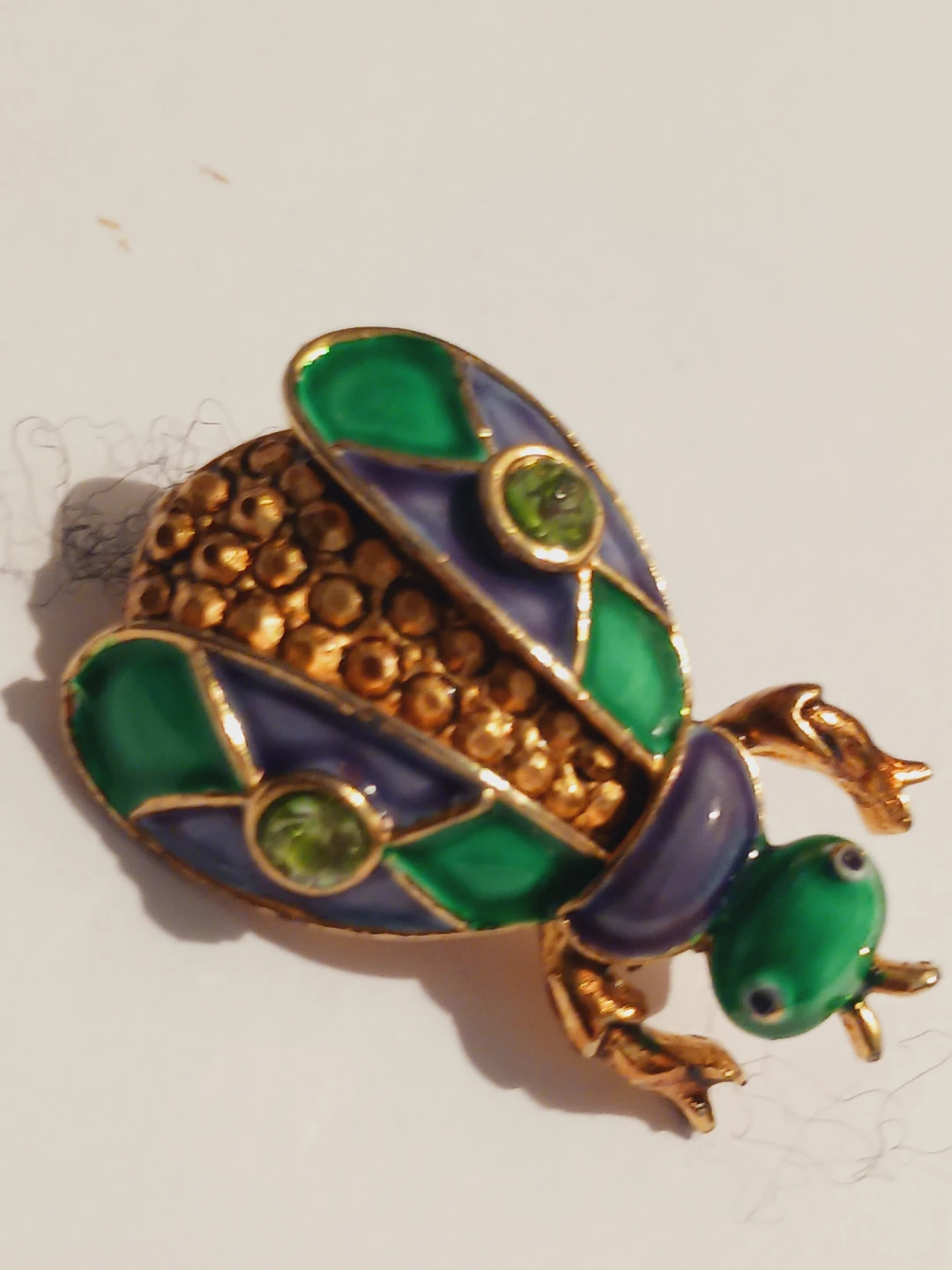 Stunning Bug Brooch with Green and Purple Enamel - photo 3