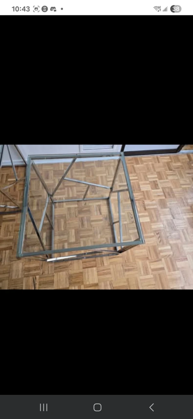 Glass and Metal Coffee Table Set - photo 2