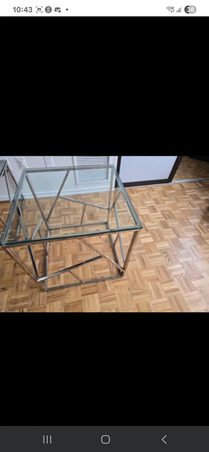 Glass and Metal Coffee Table Set - photo 3
