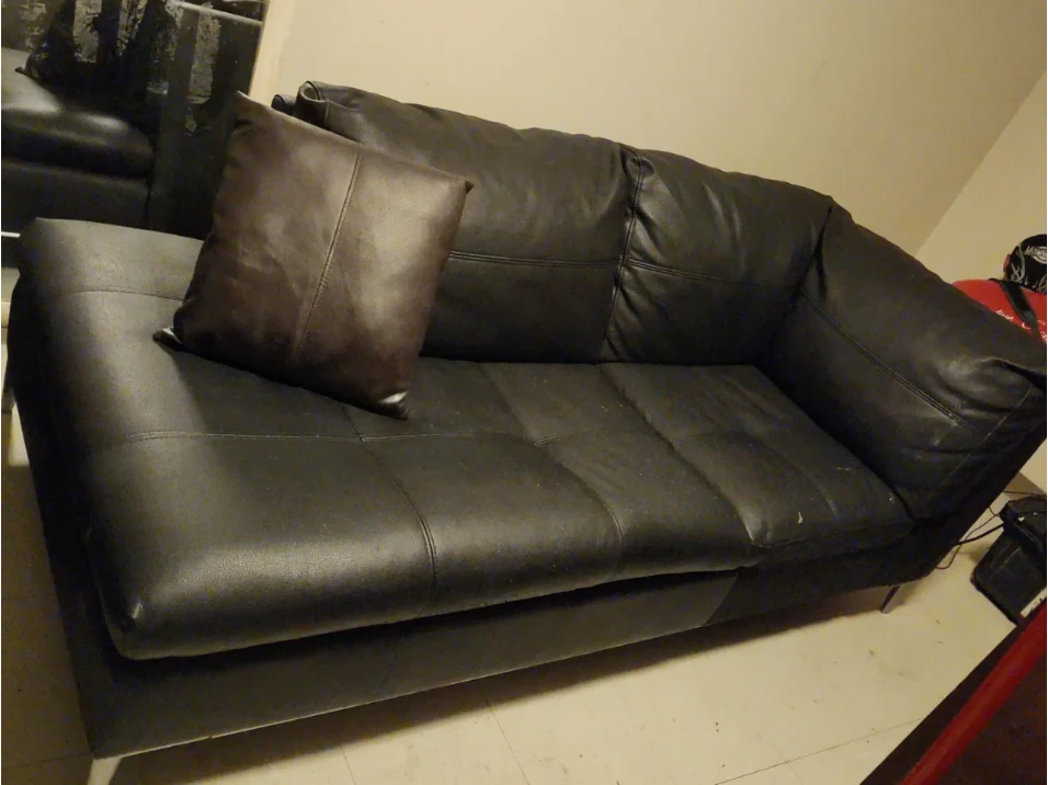 Black Faux Leather Sectional Sofa