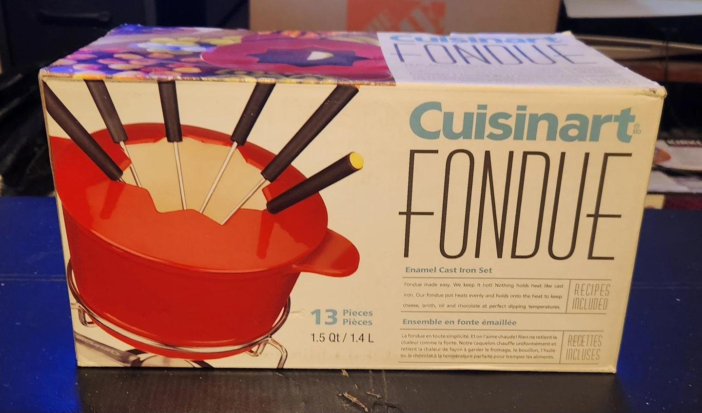 Cuisinart 13-Piece Red Enameled Cast Iron Fondue Set (Unused)
