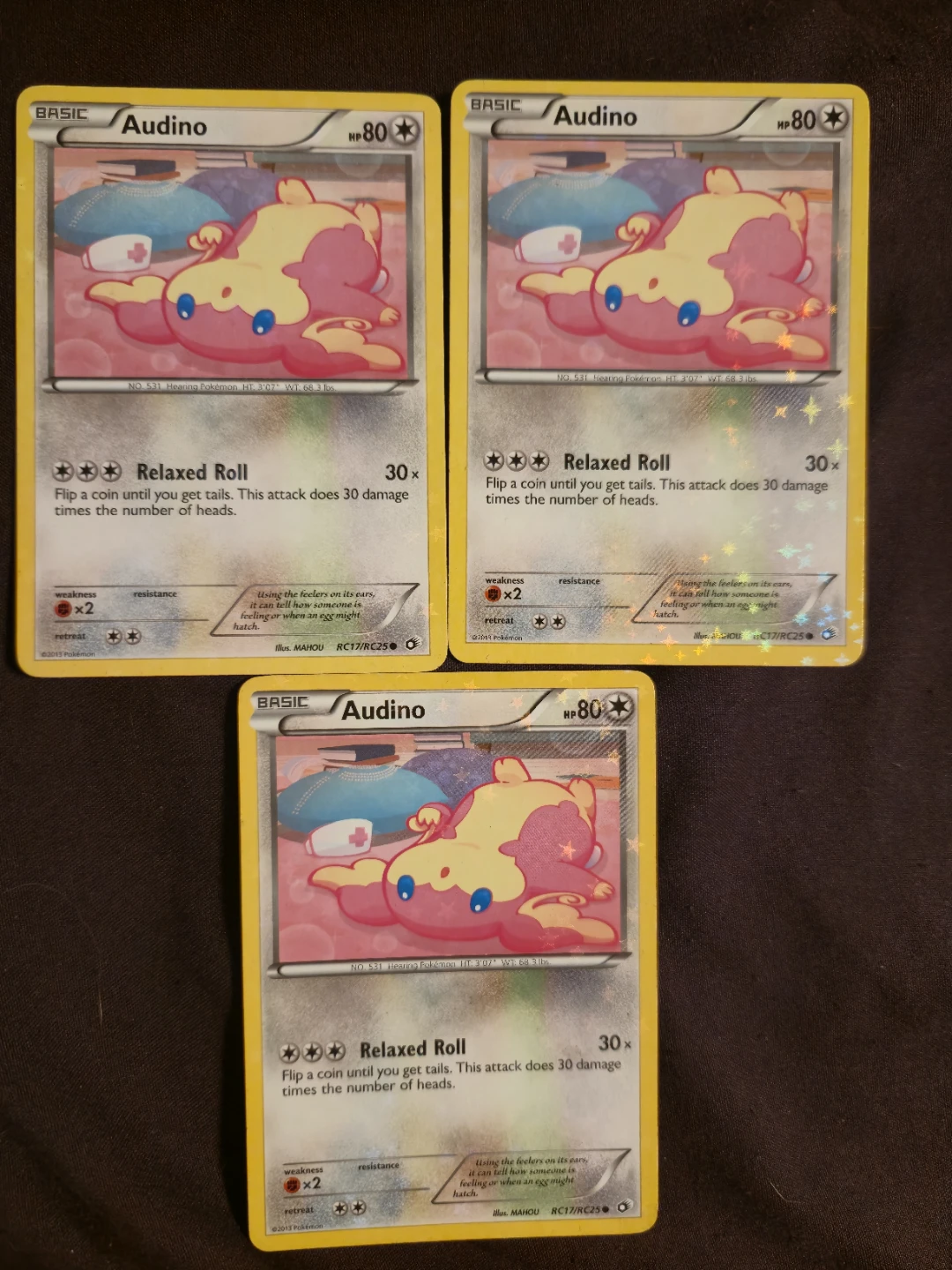 3x Audino Pokémon Cards