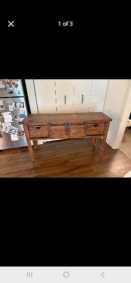 Rustic Wood Console Table with Sliding Barn Doors - photo 2
