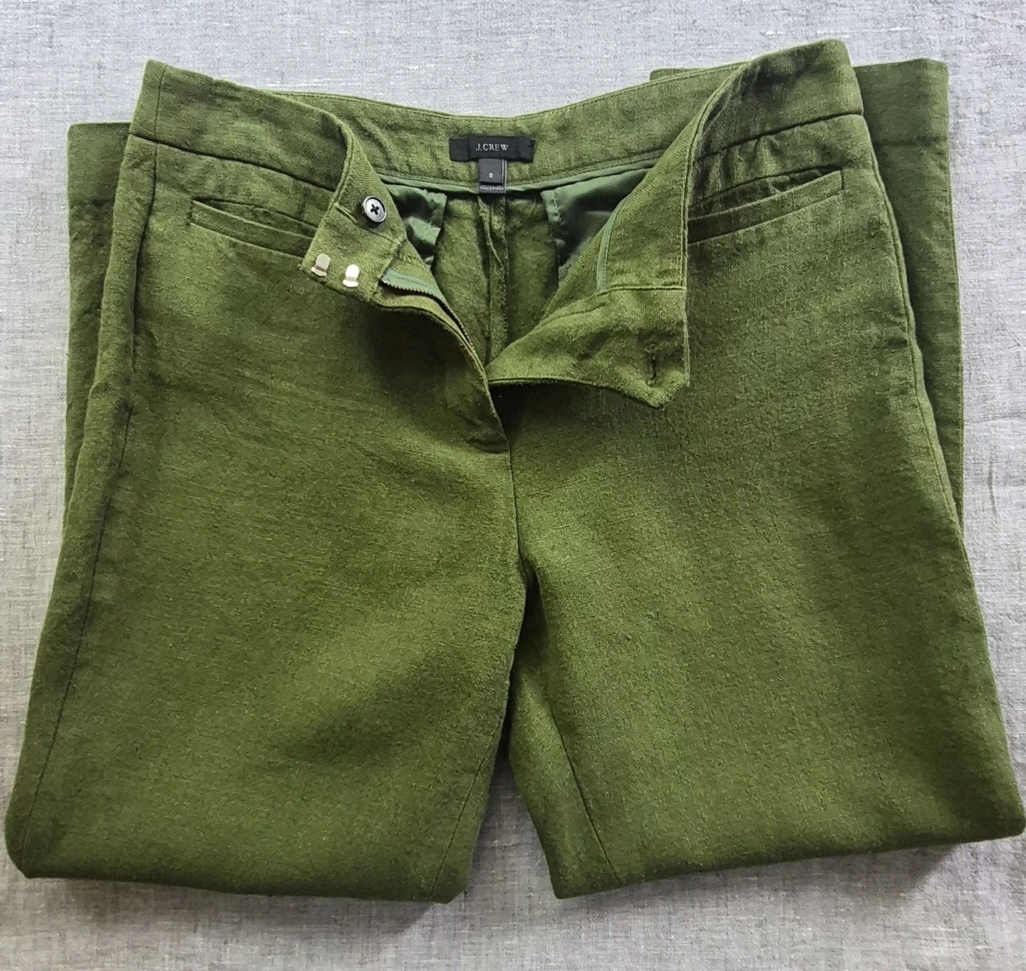 J. Crew Green Textured Cropped Pants