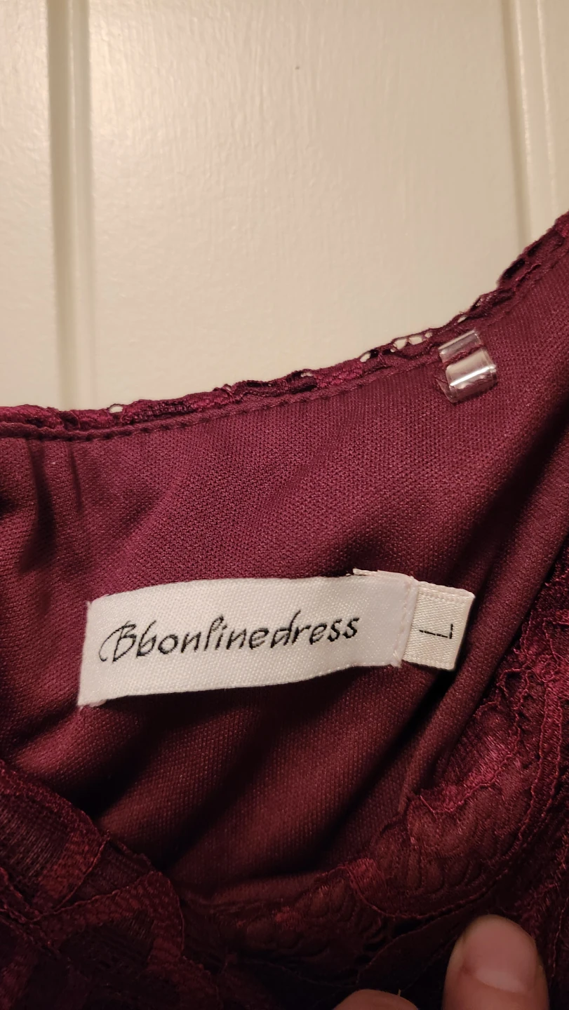 Bbonlinedress Burgundy Lace Off-the-Shoulder Dress - Size L - photo 2