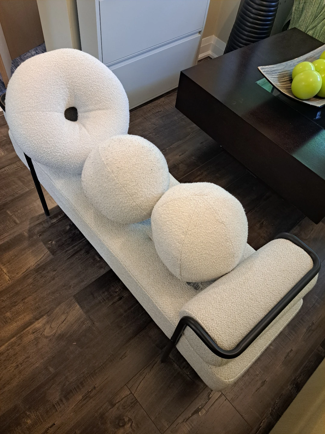 Modern Bouclé Bench with Bolster Arms