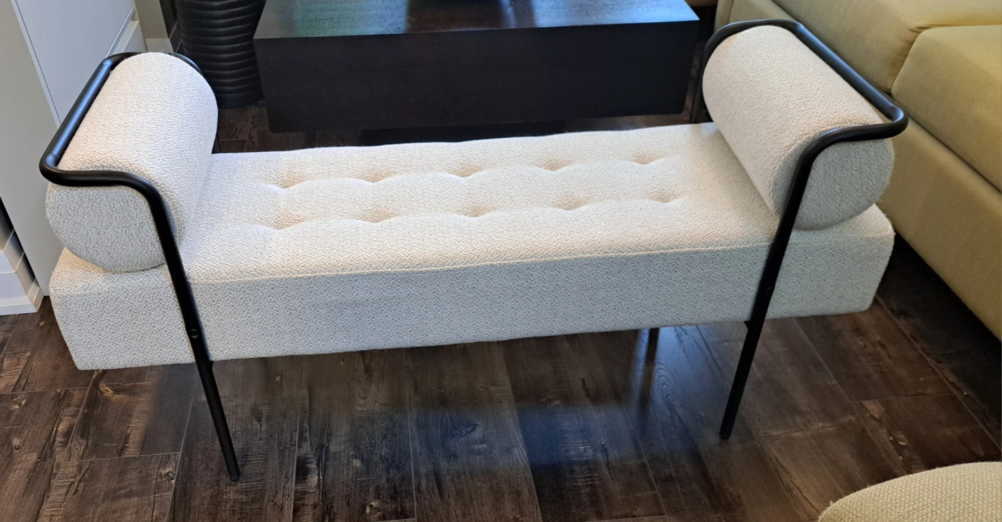 Modern Bouclé Bench with Bolster Arms - photo 3