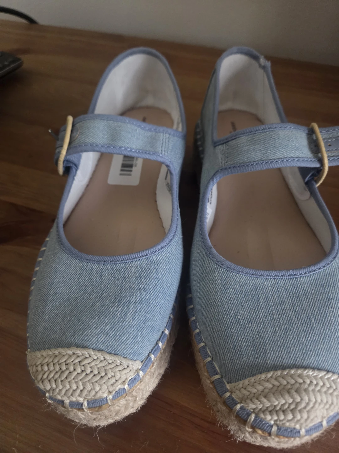 Blue Denim Espadrille Flats with Ankle Strap - photo 3