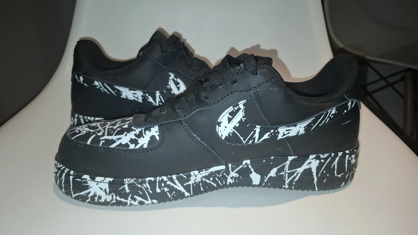 Nike Air Force 1 Black White Splatter Shoes