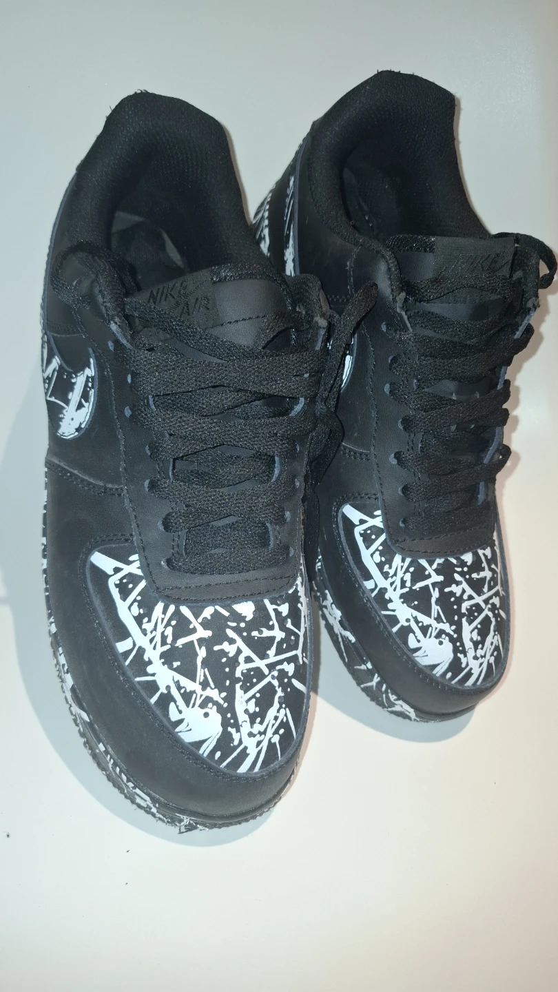 Nike Air Force 1 Black White Splatter Shoes - photo 2