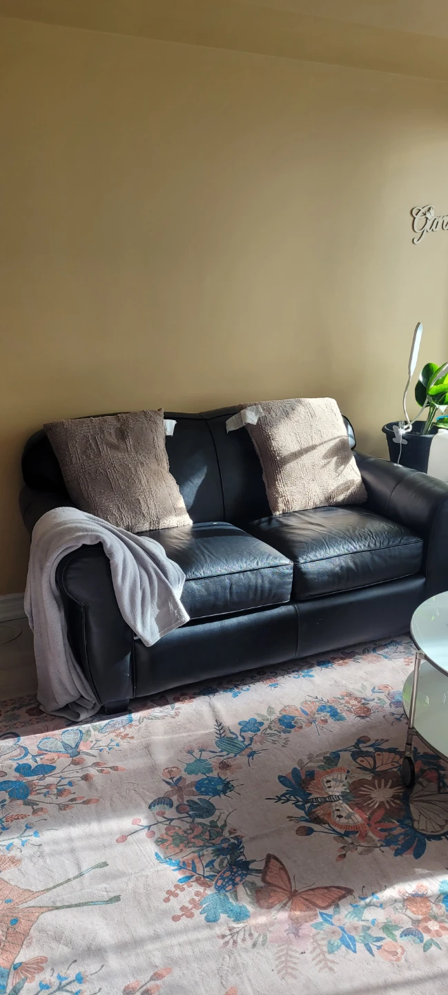 Black Leather Sofa - photo 2