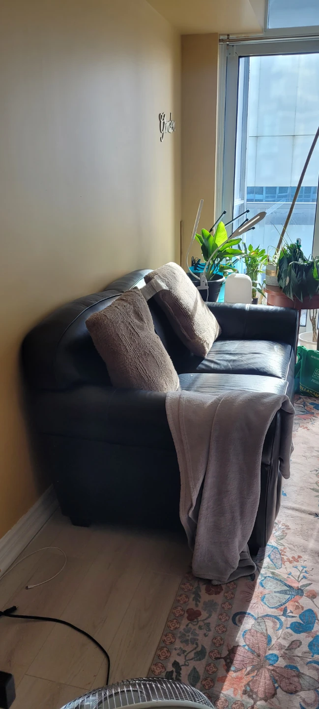 Black Leather Sofa - photo 3