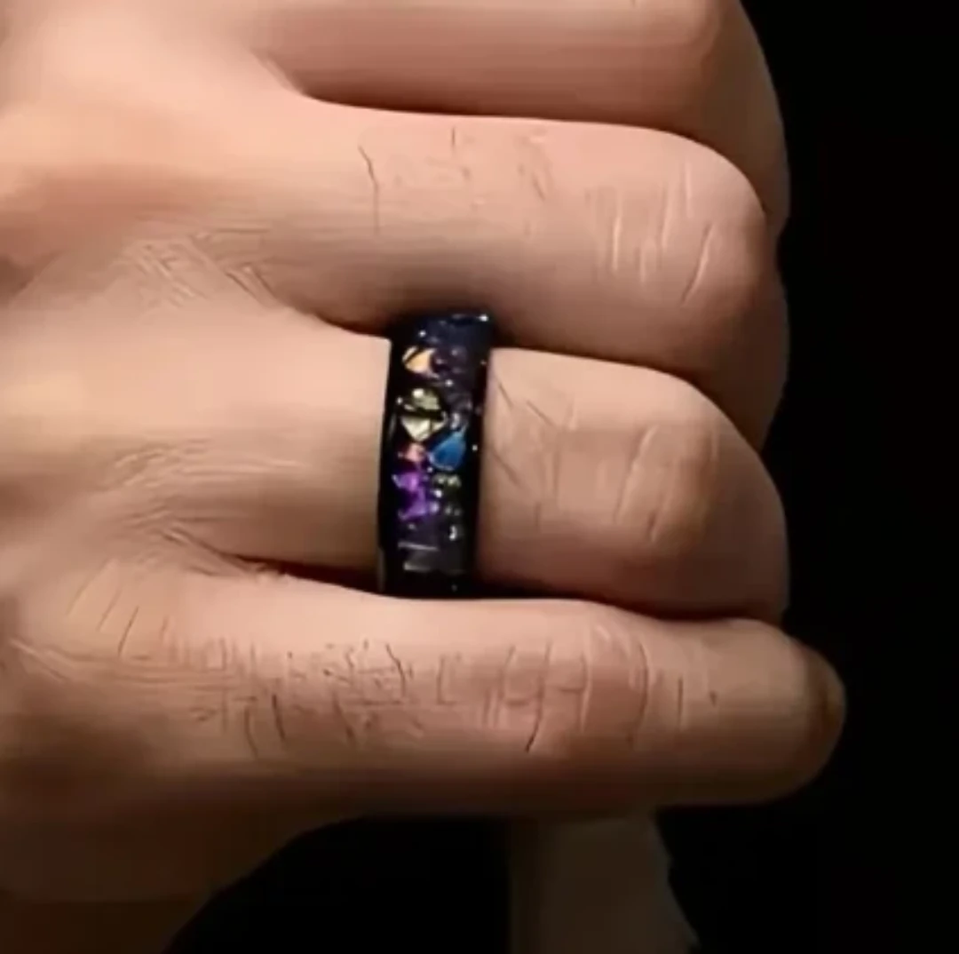 Black Ring with Iridescent Inlay - photo 2