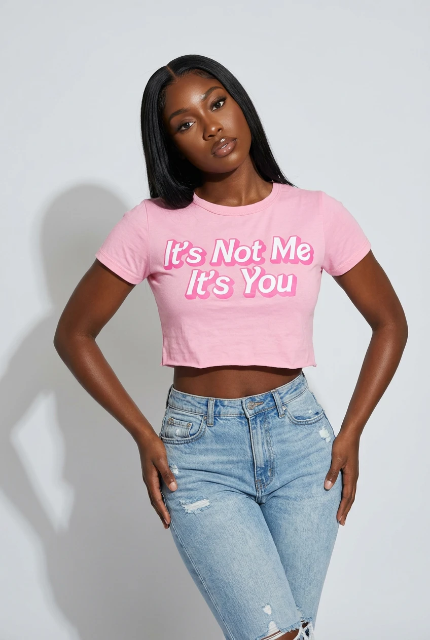 Fashion Nova Pink Crop Top 'It's Not Me It's You' Size XS