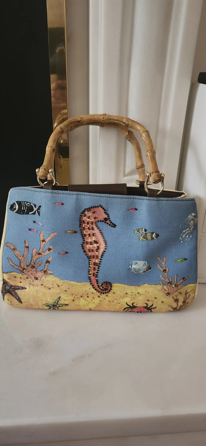 Choice of bamboo handle canvas beaded tote Bags - photo 2