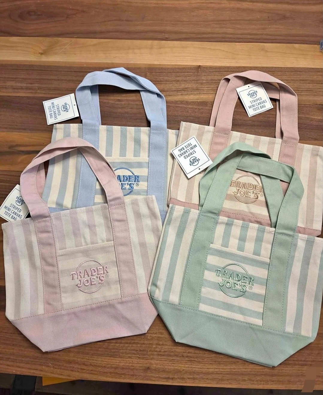Trader Joe's Striped Mini Canvas Tote Bag x 4 colors