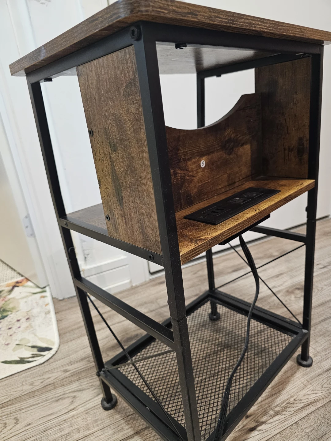 Wood and Metal Side Table with Power Outlet - photo 2
