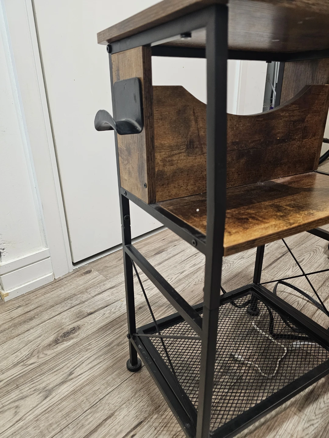 Wood and Metal Side Table with Power Outlet - photo 3
