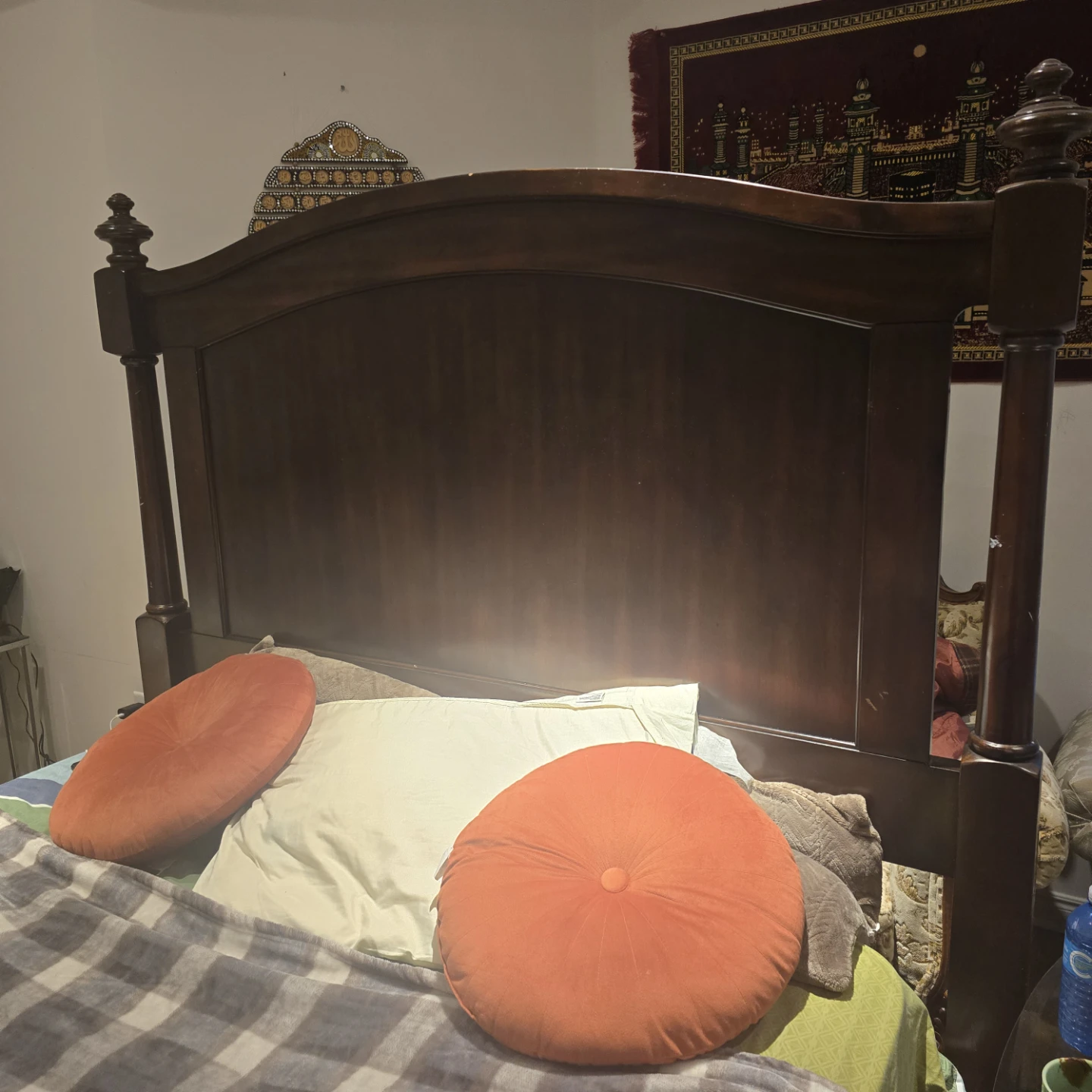 Wooden Canopy Bed Frame with side table - photo 2