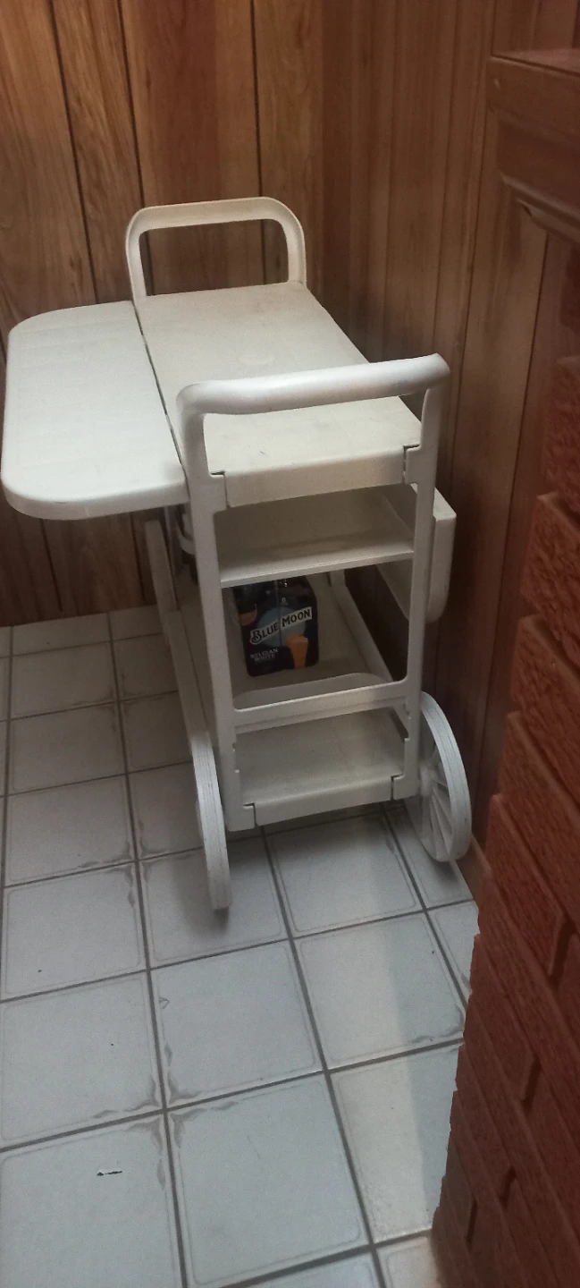 Vintage White Rolling Cooler Cart with Wheels - photo 3