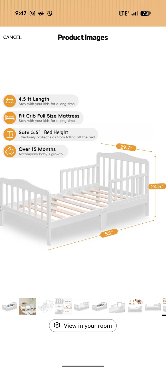 White Toddler Bed with Guardrails - photo 5