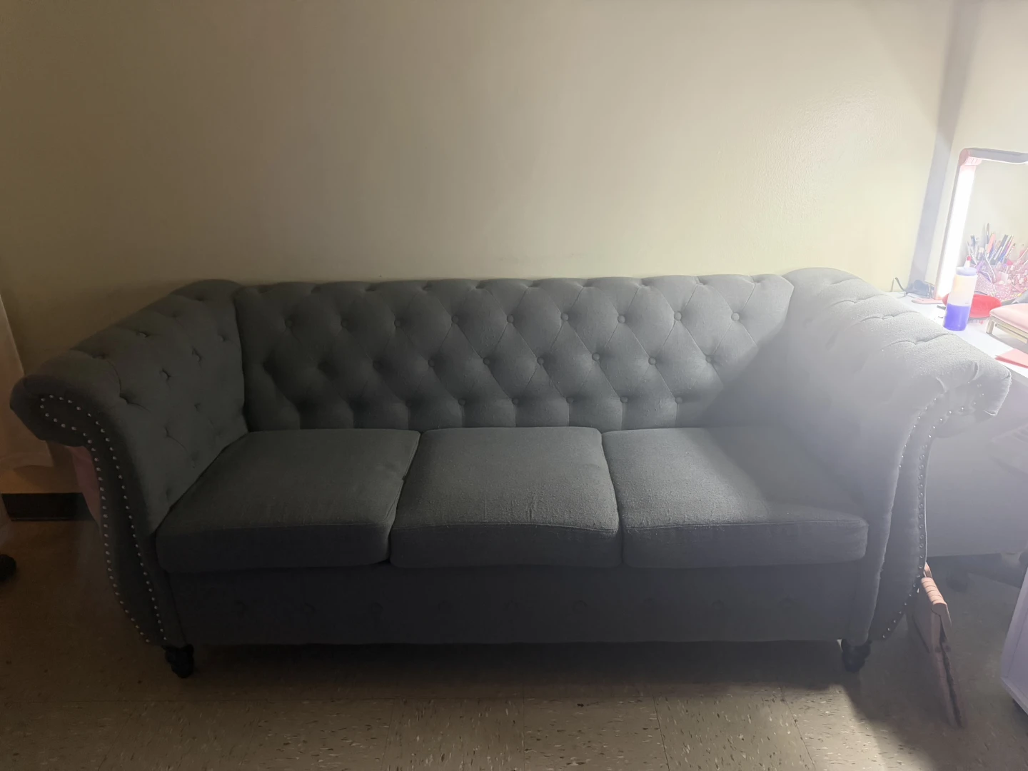 Gray Tufted Sofa