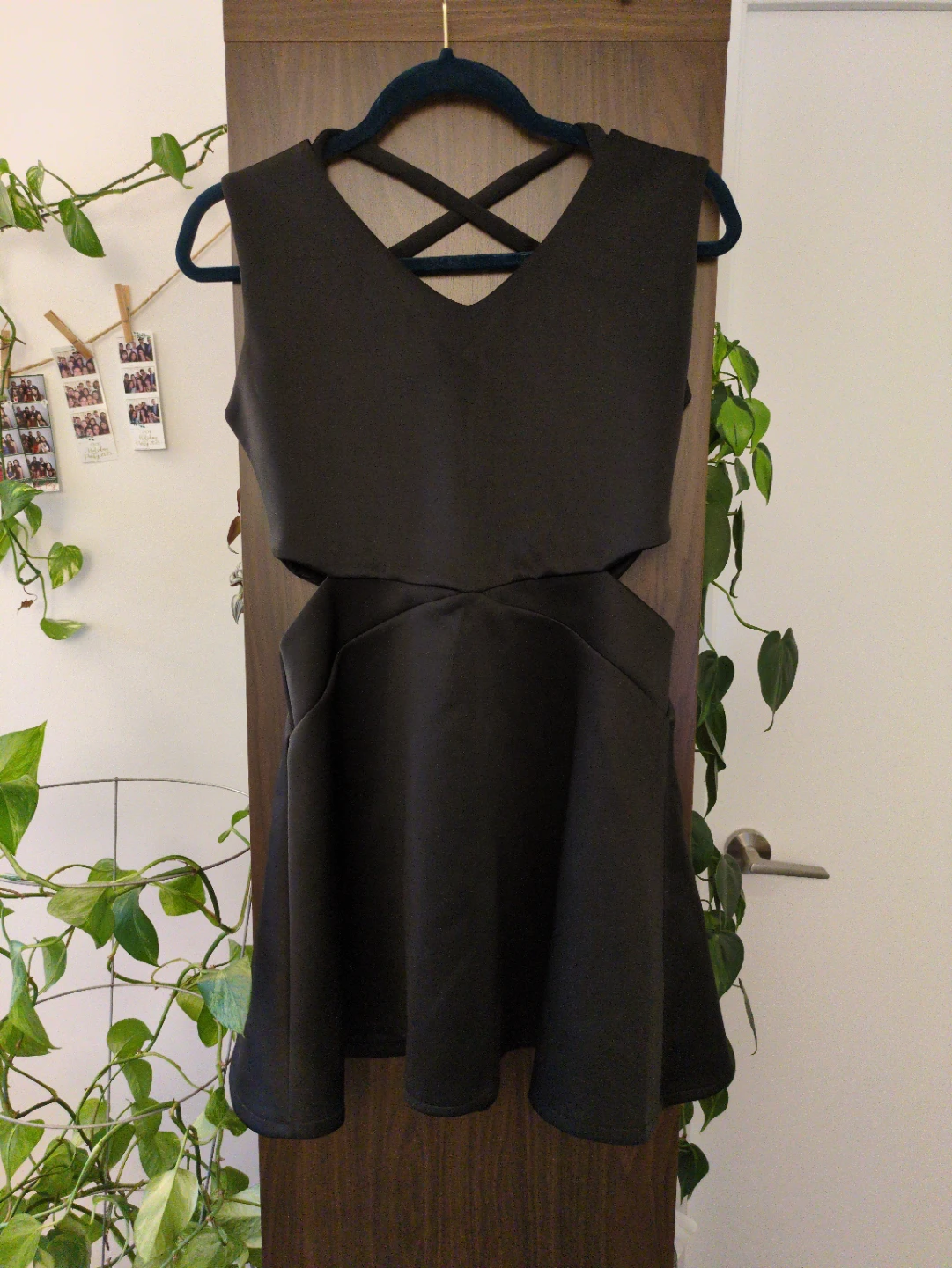 Knee length Black Cut-Out Dress