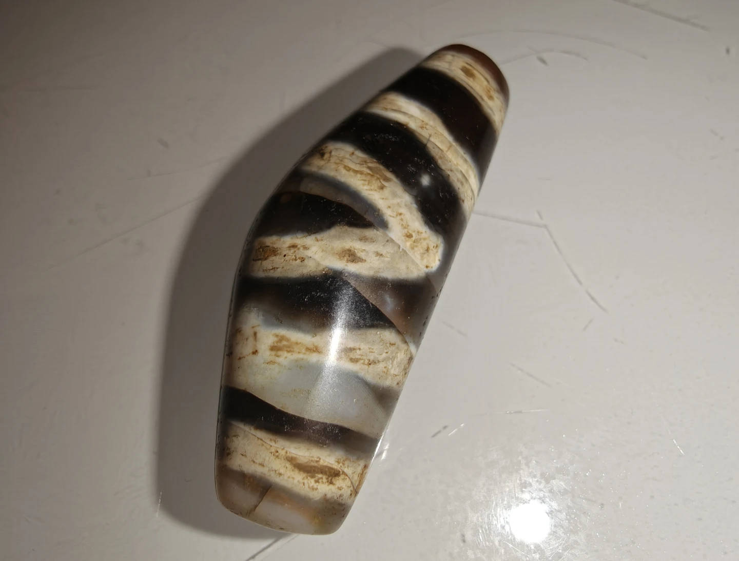 Tibetan Banded Agate Dzi Bead - photo 3
