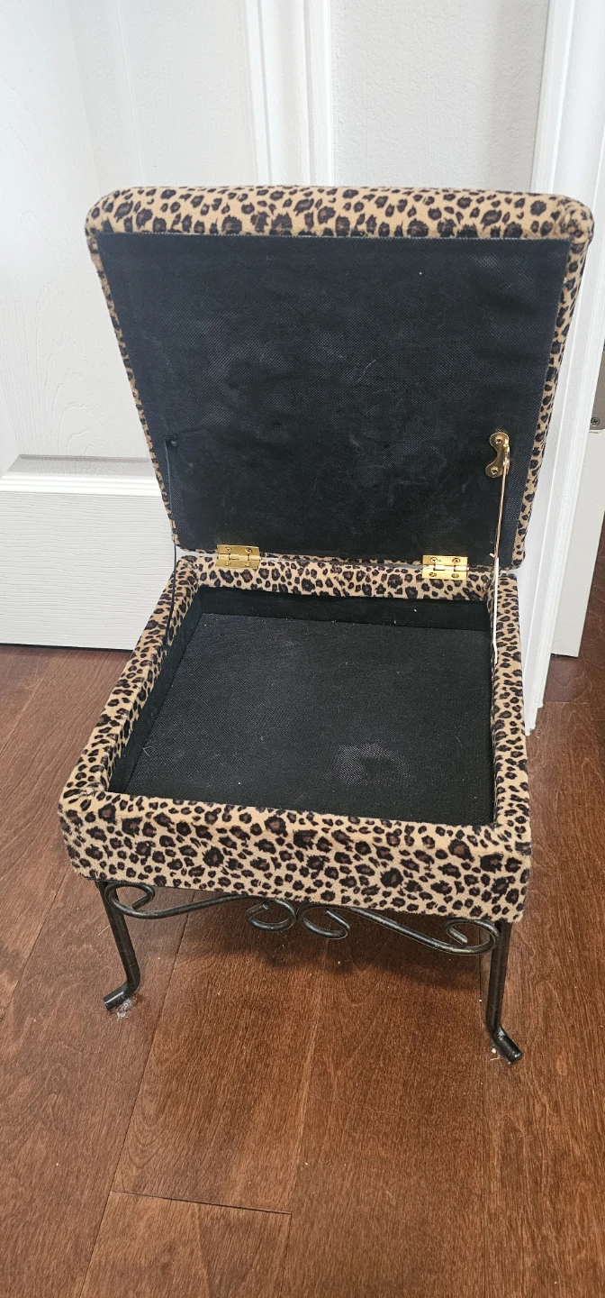 Leopard Print Small Storage Ottoman - photo 2