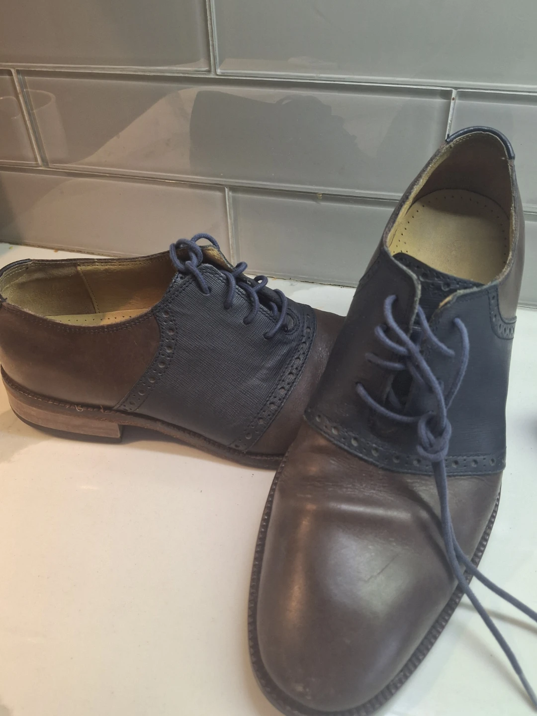 Cole Haan Men's Saddle Shoes Brown/Navy Size 7.5 - photo 3