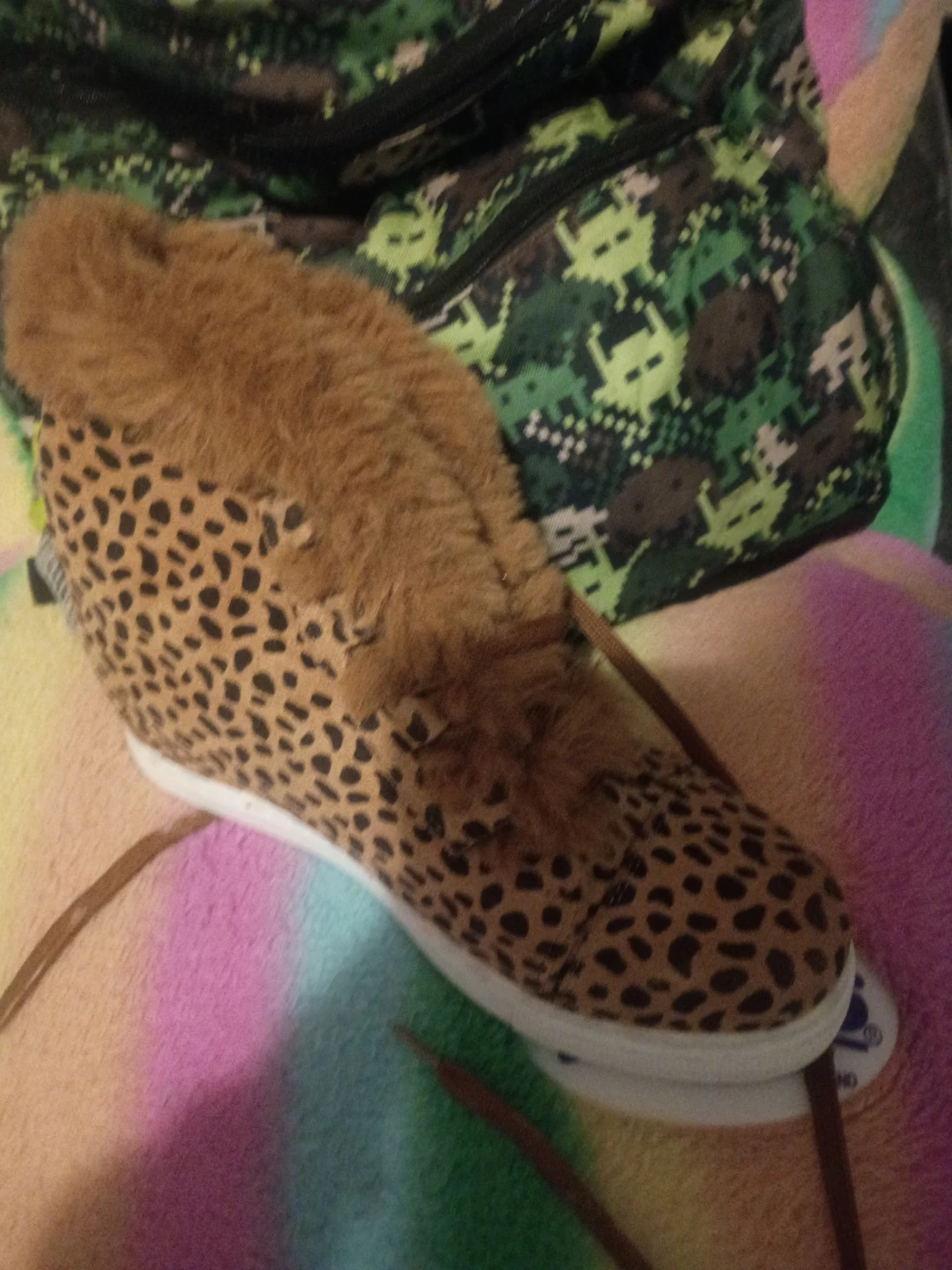 Women's Wedge Sneakers Leopard Print Fur Trim