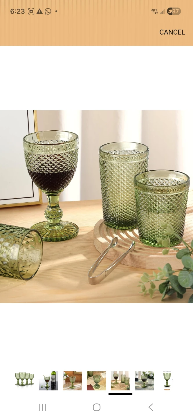 Set of 4 Green Textured Wine Glasses - photo 5