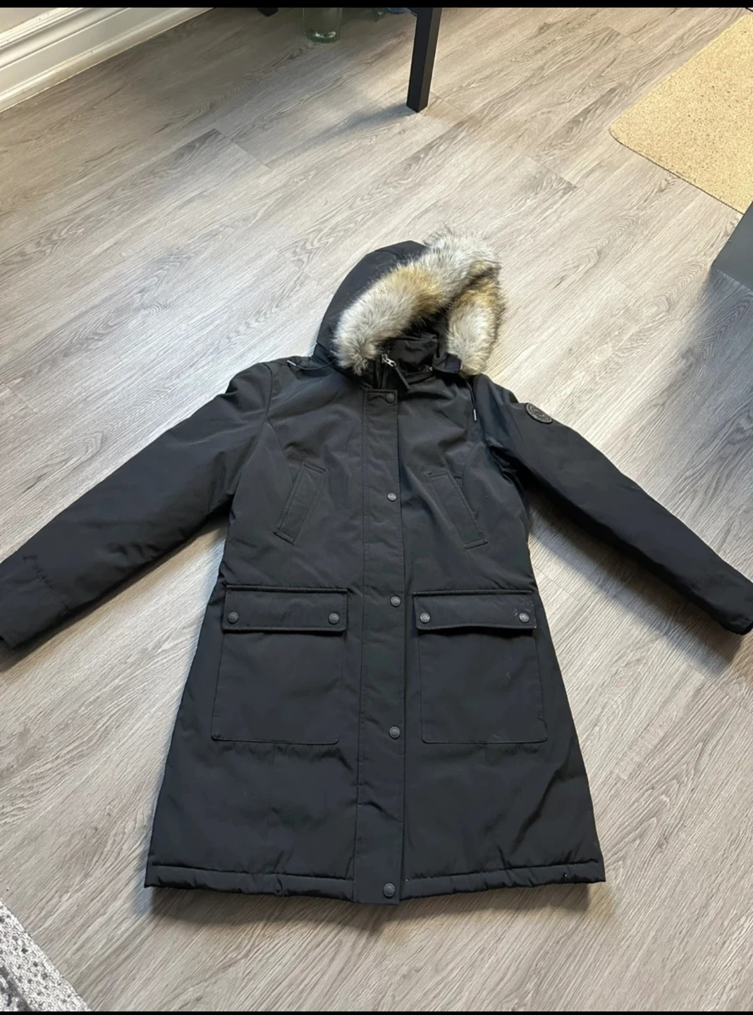 Andrew Marc Black Parka Jacket with Fur Hood - photo 3