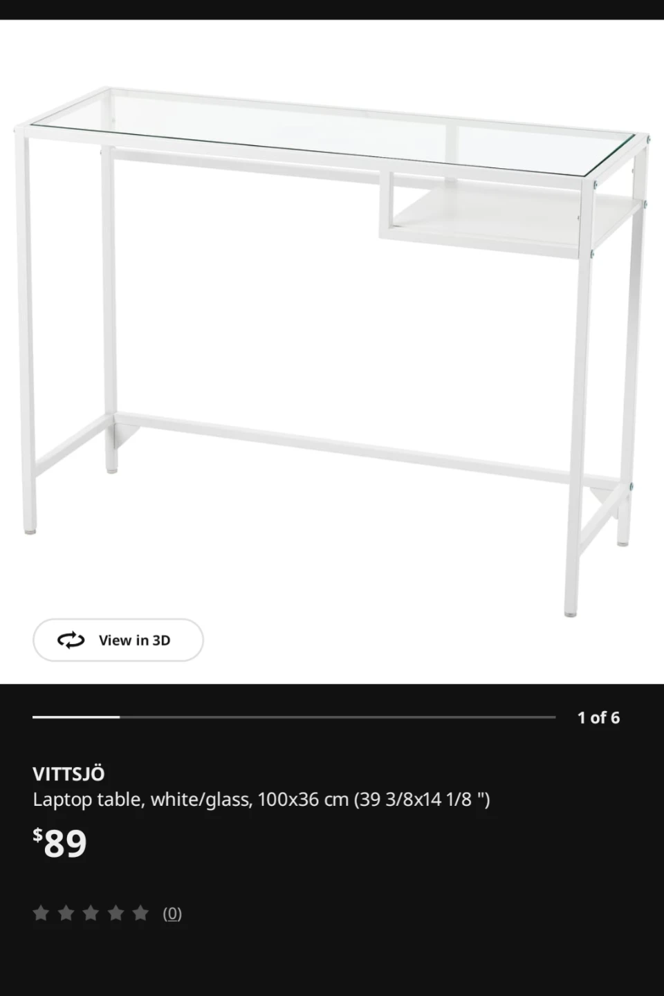 VITTSJÖ Laptop table - white/glass